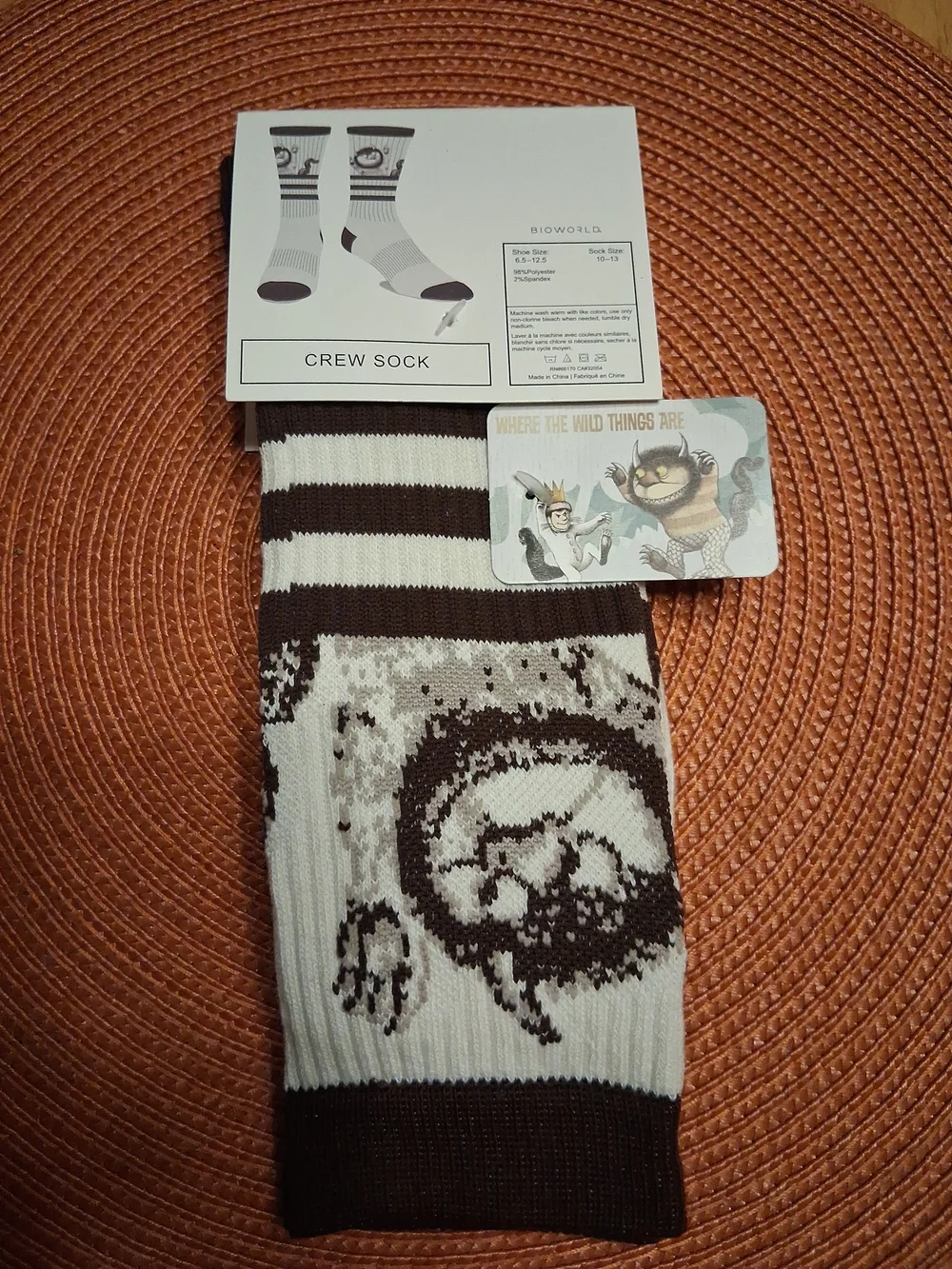 Where The Wild Things Are Men's Shoe Size 6.5-12.5 Casual Crew Socks NWT